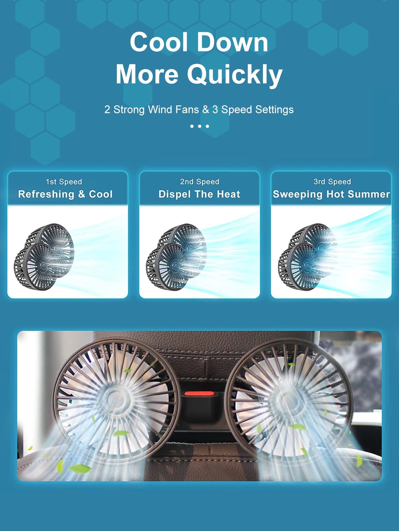 USB Autoventilator Met Dubbele Kop En Flexibele Slang