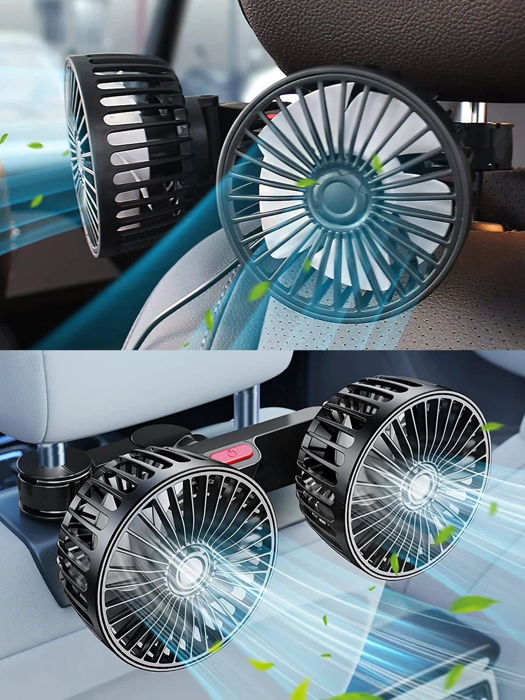 USB Autoventilator Met Dubbele Kop En Flexibele Slang