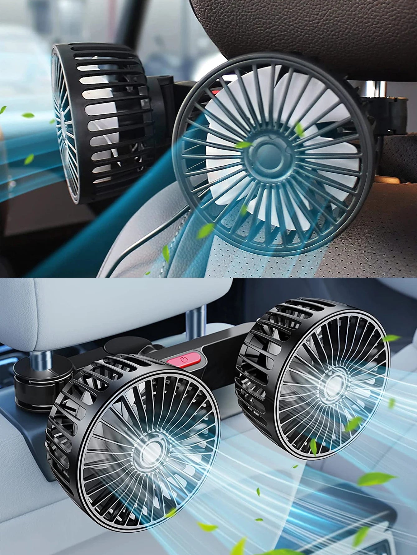USB Autoventilator Met Dubbele Kop En Flexibele Slang