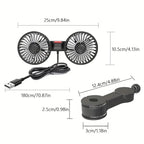 USB Autoventilator Met Dubbele Kop En Flexibele Slang