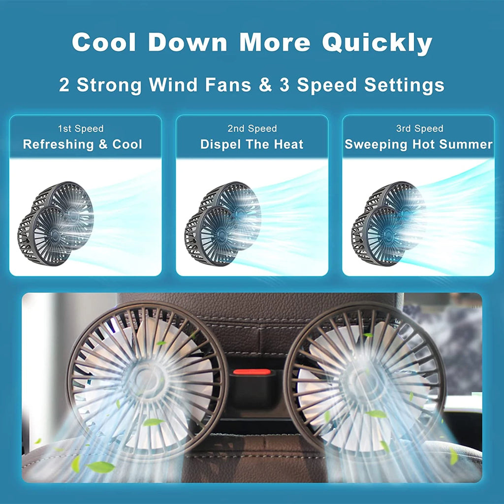 USB Autoventilator Met Dubbele Kop En Flexibele Slang