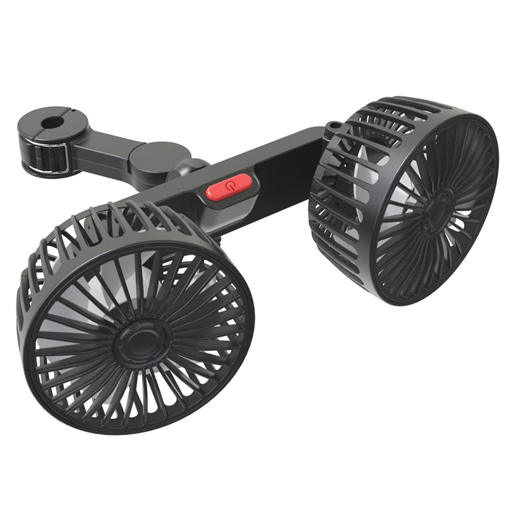 USB Dual-Head Car Fan with 360° Adjustable Hose