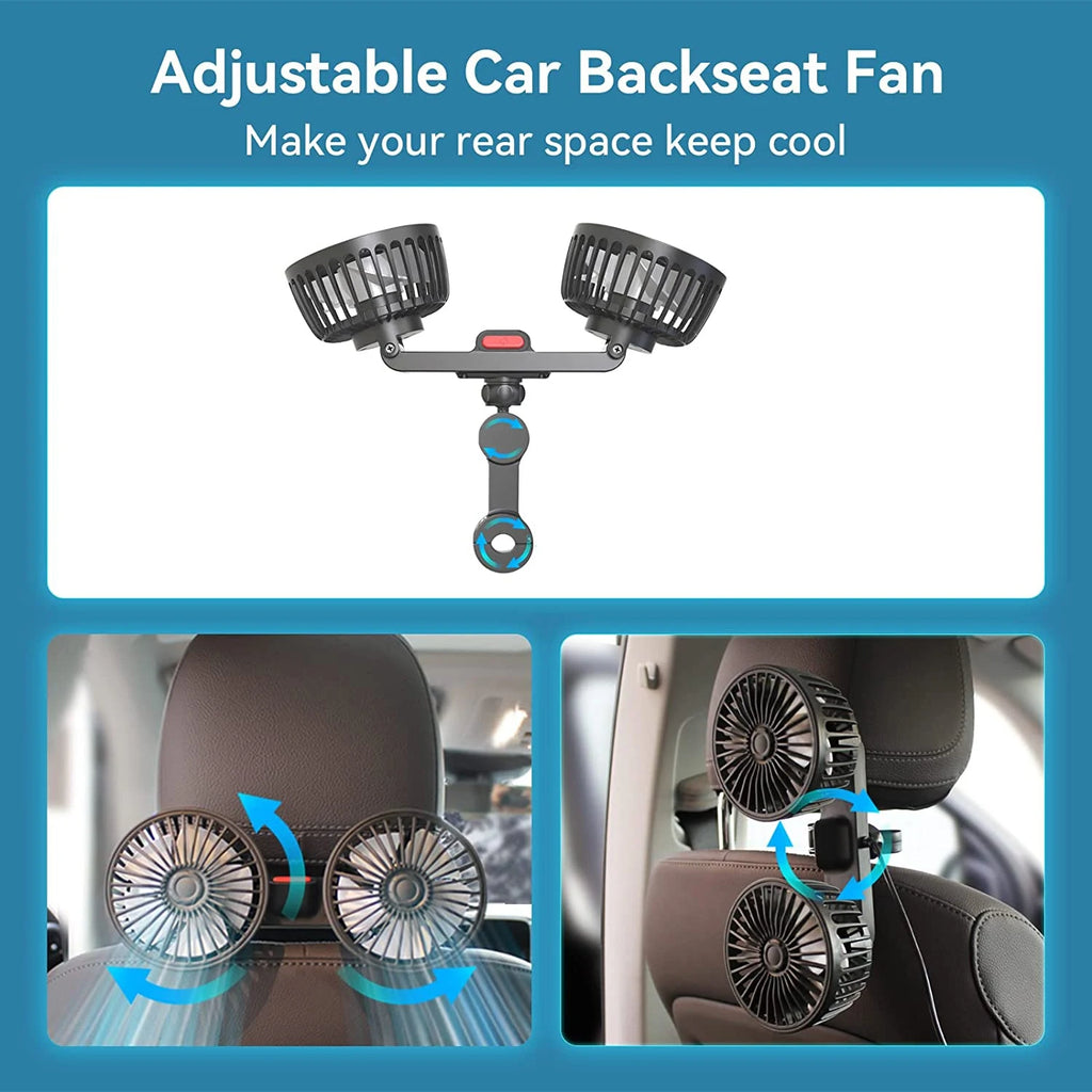 USB Autoventilator Met Dubbele Kop En Flexibele Slang